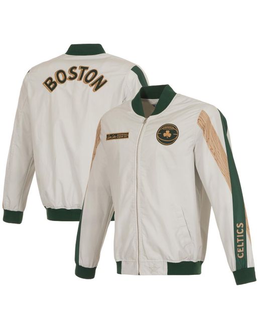 JH Design Gray Boston Celtics 2023/24 City Edition Nylon Full-zip Bomber Jacket for men