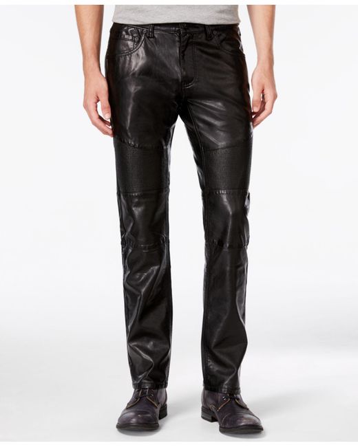 INC International Concepts Black Men's Slim-fit Faux Leather Pants for men