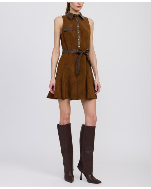 En Saison Brown Eloise Sleeveless A-line Mini Dress