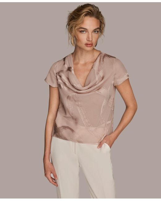 Donna Karan Natural Cowl Neck Top