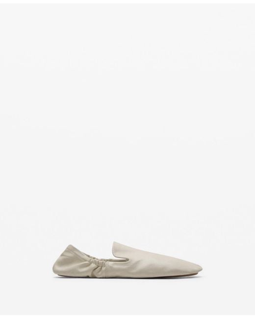 Mango White Leather Gathered Shoes