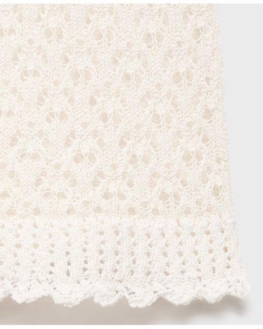 Mango White Openwork Knit Top