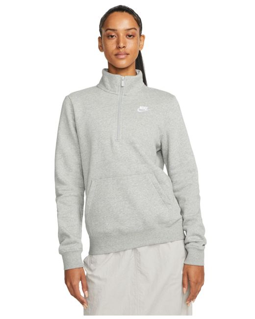 Nike Sportswear Club Fleece 1 2 zip Sweatshirt in Gray Lyst