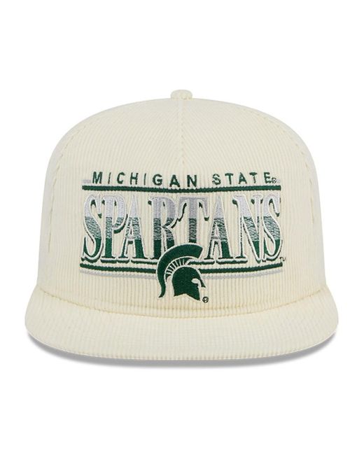 KTZ Natural White Michigan State Spartans Throwback Golfer Corduroy Snapback Hat for men