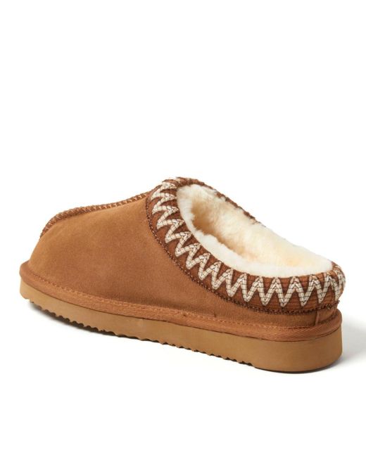 Dearfoams Brown Fireside By Greta Genuine Shearling Clog Slipper