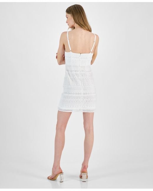 Sam Edelman White Square-neck Sleeveless Lace Dress