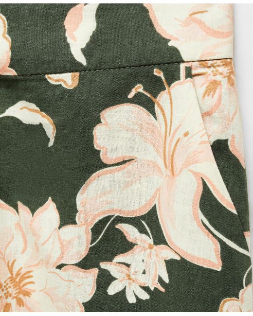 Mango Green Flower Print Pants