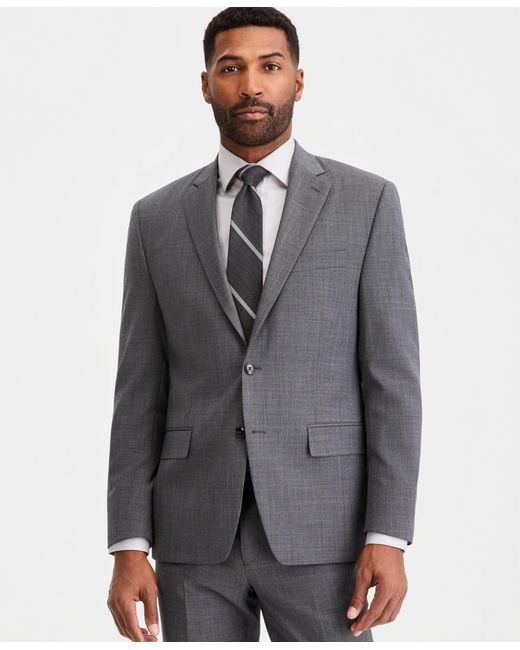 Michael Kors Blue Classic-fit Wool-blend Stretch Solid Suit Jacket for men