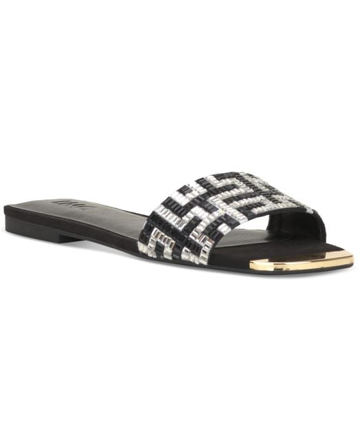 INC International Concepts Black Pabla Slip-on Flat Sandals