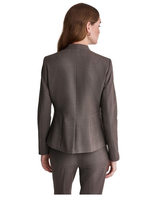 BCBGMAXAZRIA Brown Plaid Shoulder-padding Blazer
