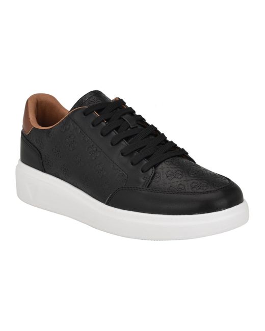Guess Black Creed Branded Lace Up Fashion Sneakers for men