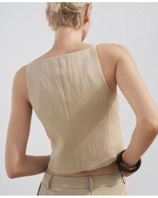 Mango White Lyocell Suit Vest