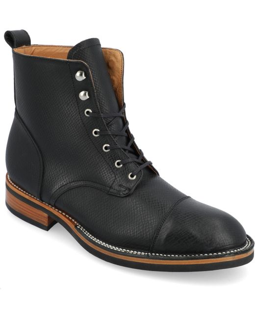 Taft Black Legacy Lace-up rugged Stitchdown Cap-toe Boot for men