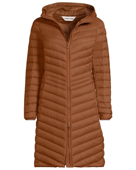 Lands' End Brown Petite Wanderweight Packable Down Coat