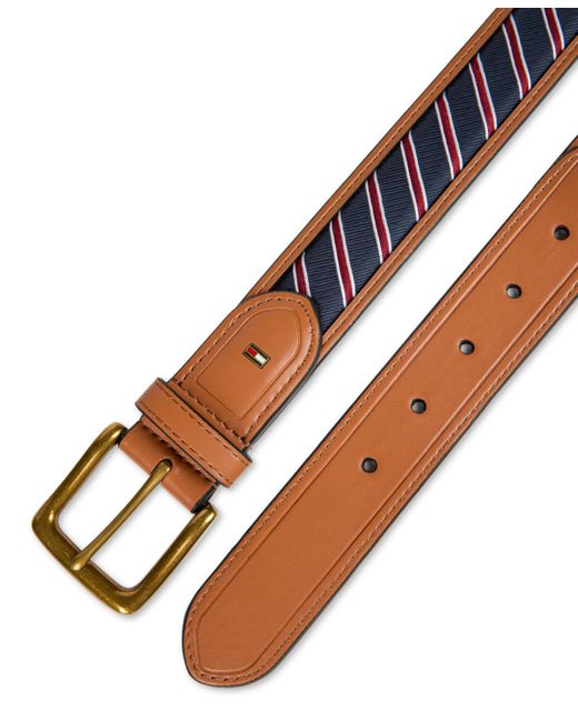 Tommy Hilfiger Blue Prep Striped Ribbon Inlay Casual Belt for men