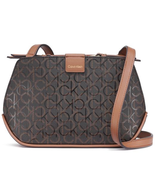 Calvin Klein Gray Audrey Textured Emboss Crossbody