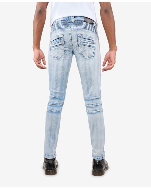 Xray Jeans Blue Skinny Fit Stretch Moto Jeans for men