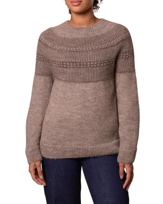Celtic & Co. Brown British Wool Yoke Pattern Sweater