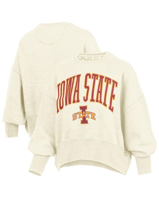 Pressbox White Iowa State Cyclones Oversized Waist-length Crewneck Sweatshirt