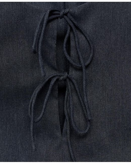 Mango Blue Denim Effect Tie Top