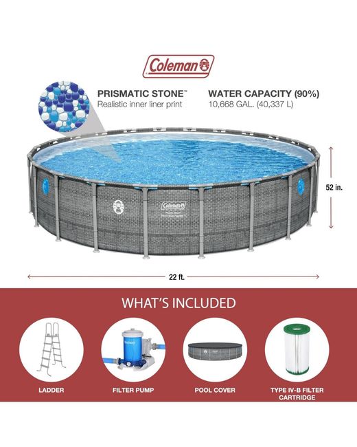 Coleman Power Steel Swim Vista Above Ground Swimming Pool Set in Blue ...