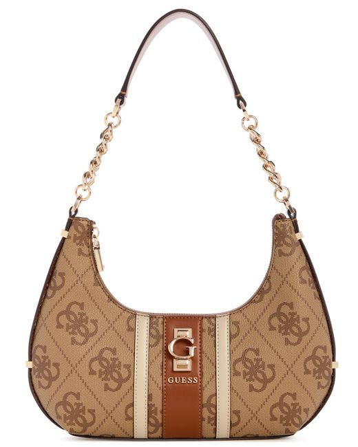 Guess Brown Erenia Top Zip Shoulder Bag