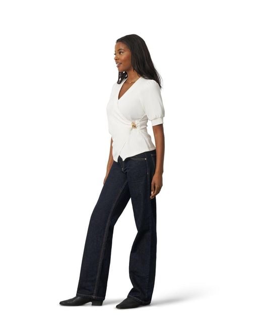 Cable & Gauge White Draped Wrap Top