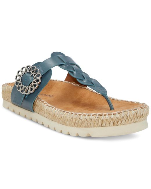 Lucky Brand Blue Libba T-strap Espadrille Flat Sandals