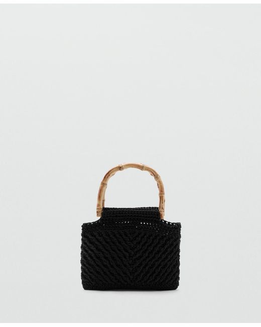 Mango Black Bamboo Handle Handbag