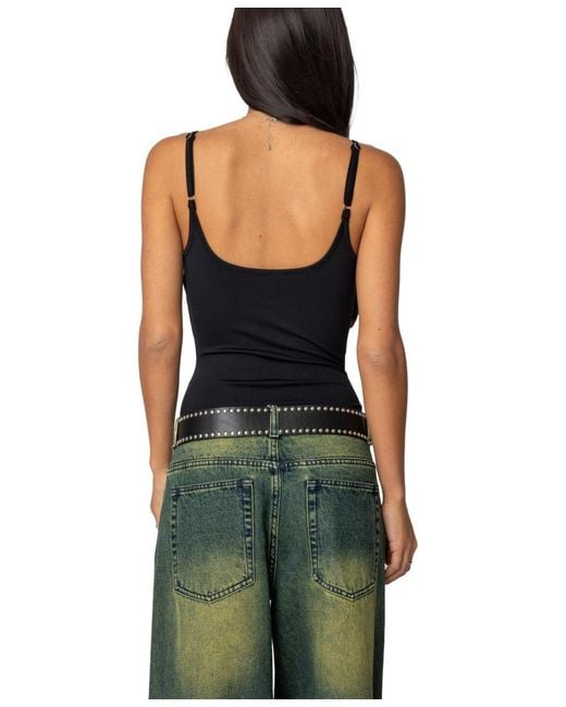 Edikted Black Teaghan Triangle Fitted Bodysuit