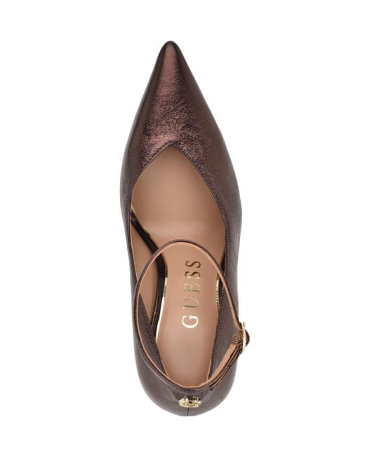Guess Brown Napril Ankle Strap Stiletto Dress Pumps