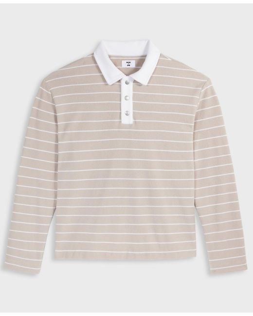 Mode Of One Gray Horizontal-stripe French Terry Polo for men