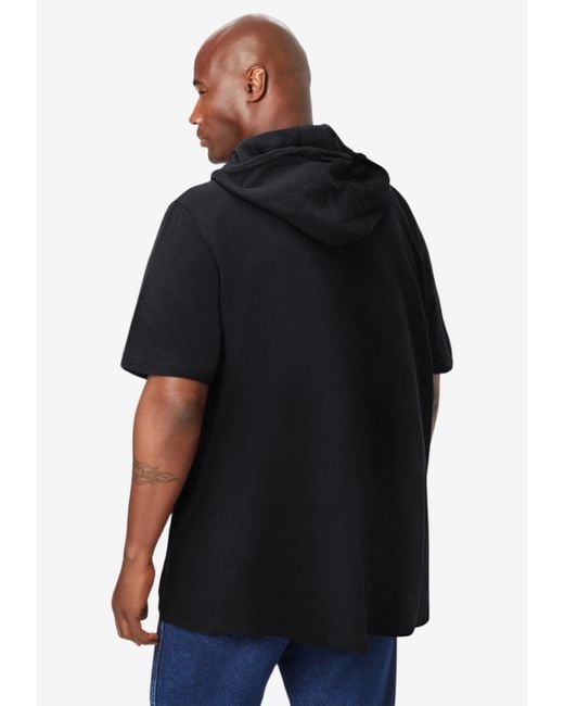 KingSize Big & Tall Gauze Short-Sleeve Hoodie - Cotton Relaxed Fit With Pocket