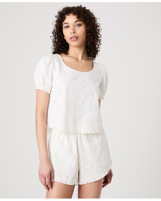 トップス 2way Eyelet Puff Sleeve Top Eyelet Puff Sleeve Top | Gap Factory
