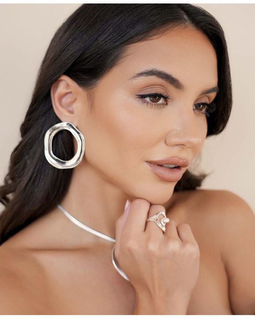 Ettika Metallic Open Circle Statement Earrings