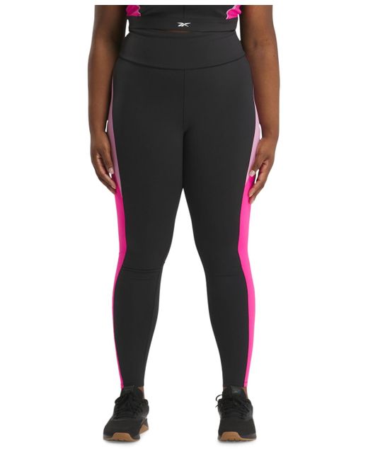 Reebok Black Plus Size Colorblocked Lux High Rise leggings