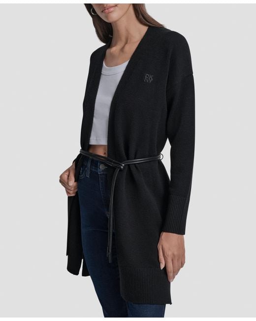 DKNY Blue Petite Long Sleeves Cardigan