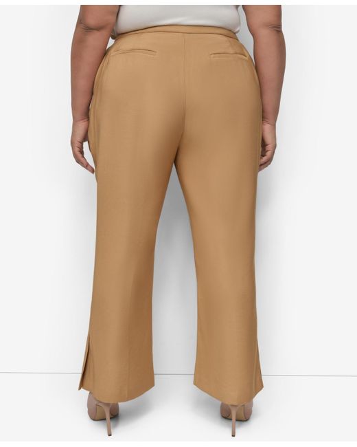 DKNY Natural Plus Size Sueded Canvas High-rise Pants