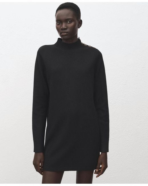 Mango Black Button Knit Dress