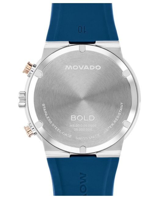 Movado Blue Bold Fusion Swiss Quartz Chrono Silicone Watch for men