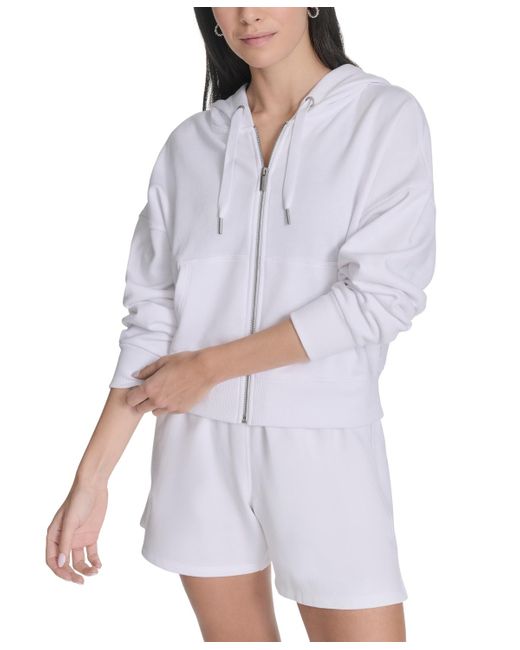 Calvin Klein White Performance French Terry Zip Hoodie