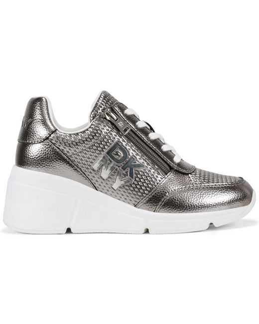 DKNY Gray Sorvino Wedge Sneaker