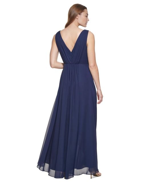 Eliza J Blue Embellished High-low Gown