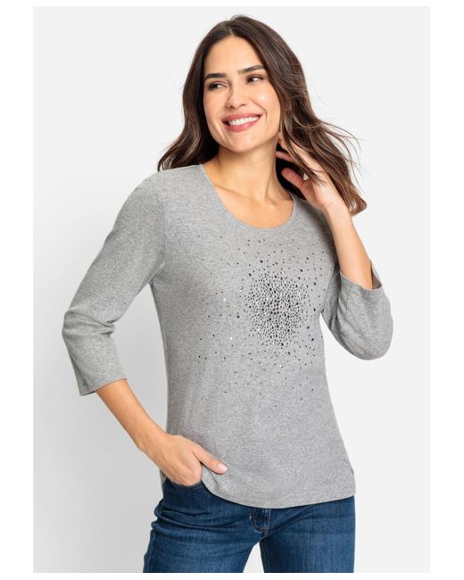 Olsen Gray 100% Cotton 3/4 Sleeve Studded T-shirt