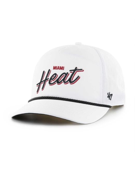 '47 White 47 Brand Miami Heat Fairway Hitch Brrr Adjustable Hat for men