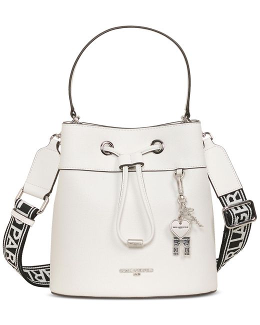 Karl Lagerfeld White Adele Medium Bucket Bag