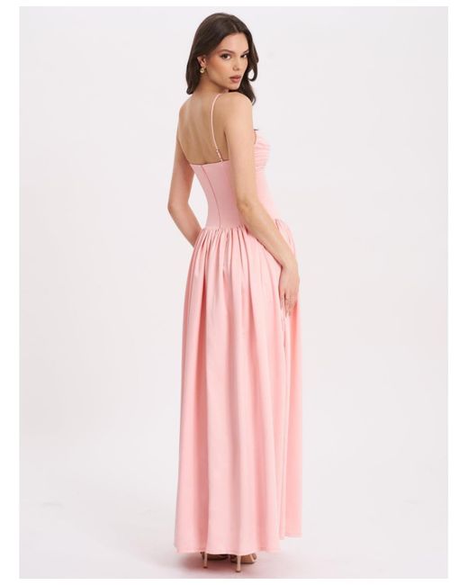 Miss Circle Najwa Baby Ruched Breast Drop Waist Maxi Dress in Pink | Lyst