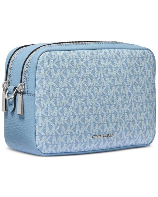 Michael Kors Blue Michael Bryant Medium Double Zip Chain Camera Crossbody