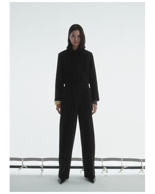 Mango Black Crop Lapel Suit Jacket
