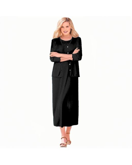 Woman Within Black Within Lettuce Trim Knit Jacket Dress